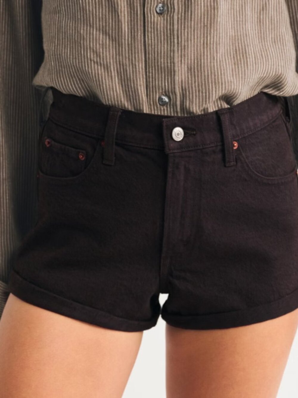Abercrombie High Rise Denim Micro Short Dark Brown